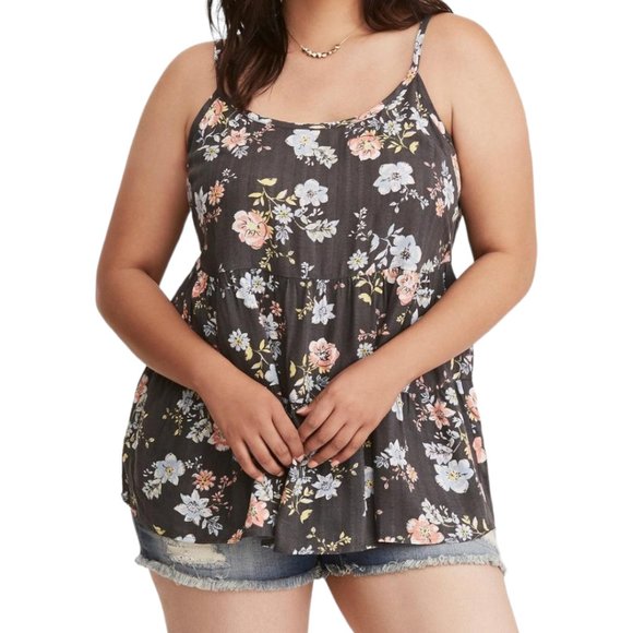 torrid Tops - TORRID Floral Print Crossback Tiered Cami